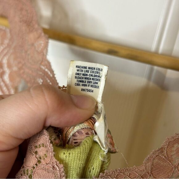 Y2K VTG Abercrombie & Fitch Lime Green Rose Pink Lace Ribbed Cami Top Sz L Fairy - Picture 10 of 10